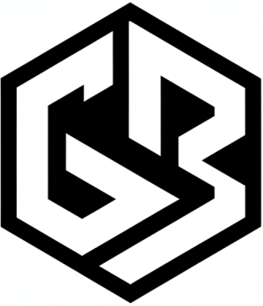 Black and white logo of Gadgets Baba on a white background